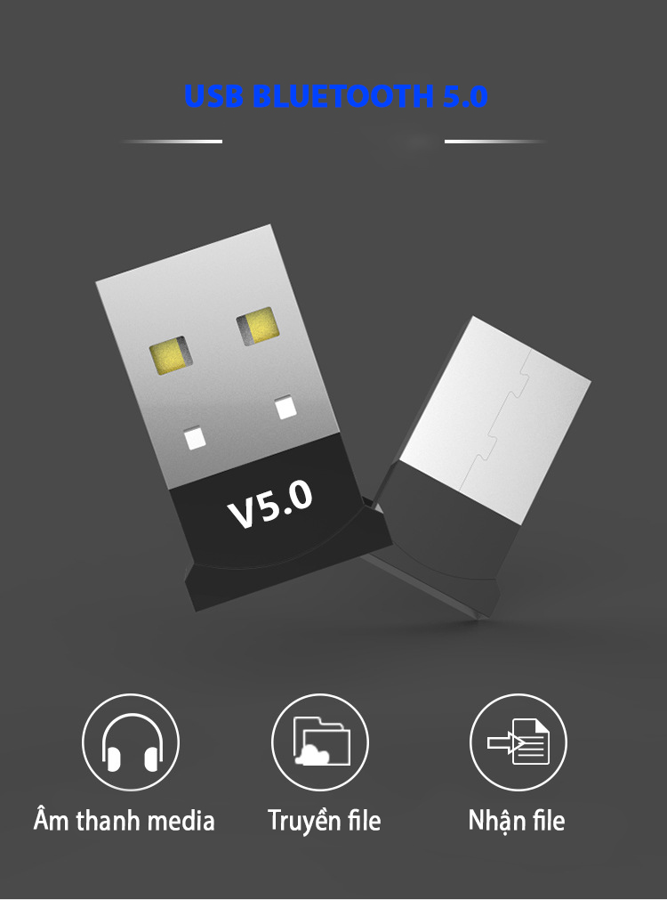 USB Bluetooth 5.0 cho PC -USB Bluetooth Máy tính kết nối 20m V5.0
