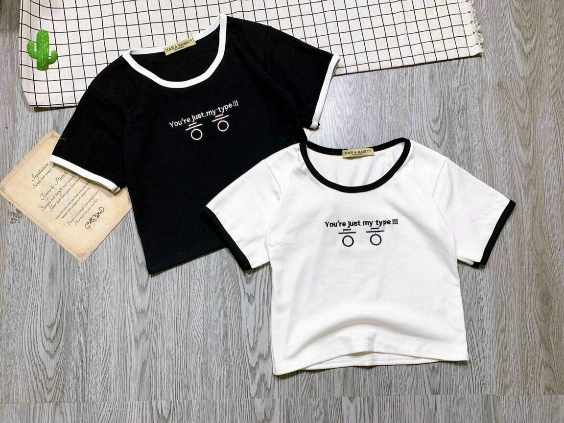 Áo Thun Croptop Thêu Chữ
