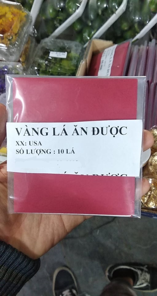 Vàng lá ăn được dùng để dát bò,trang trí 24k túi 10 lá