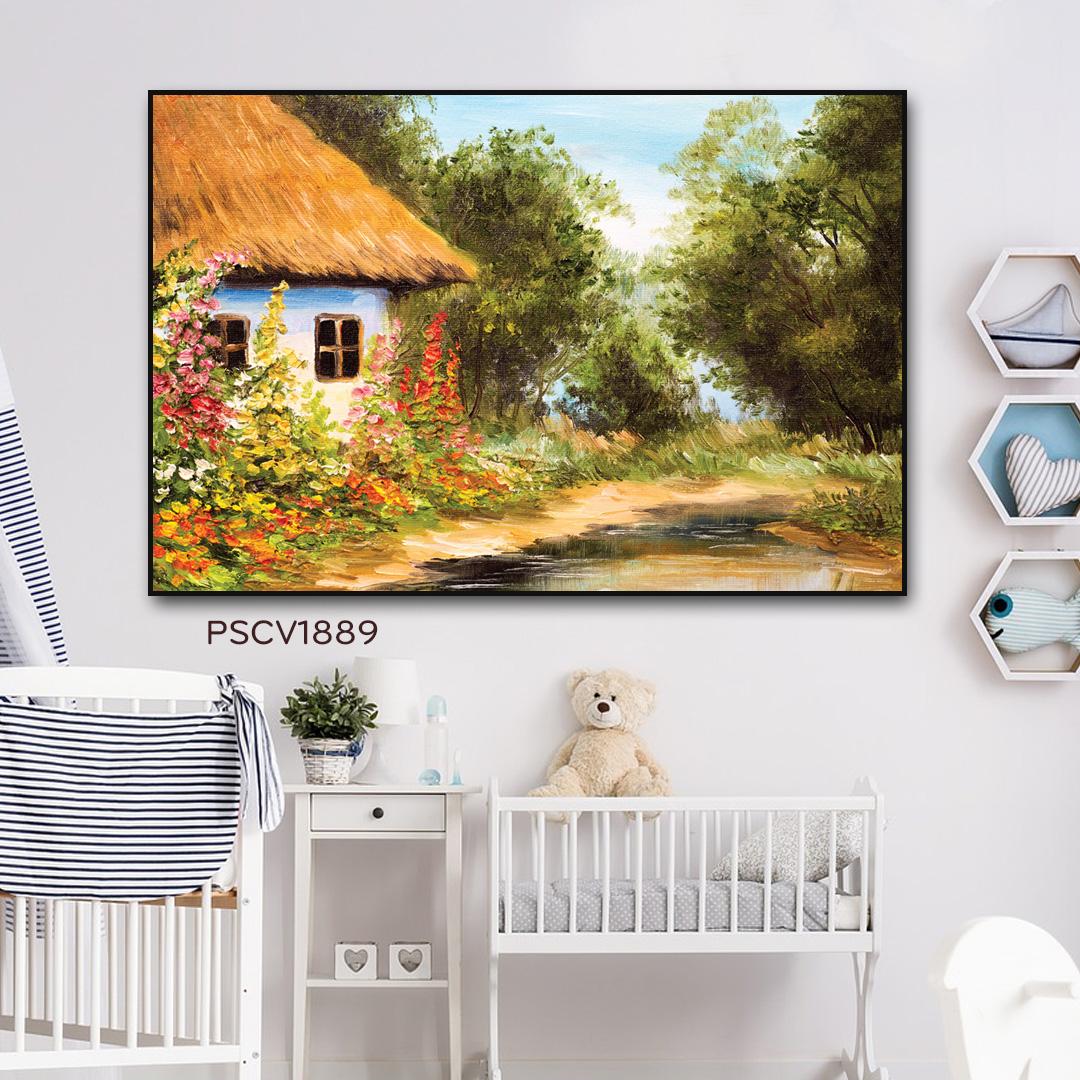 Tranh treo tường Canvas Pasimall Làng Quê có khung