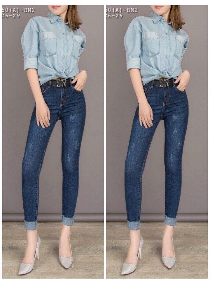 QUẦN JEAN DÀI BIG SIZE LƯNG CAO, CO DÃN MẠNH XANH ĐẬM 2269