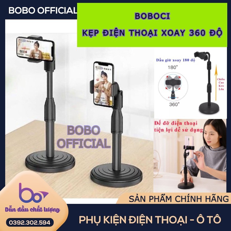 Giá đỡ điện thoại BOBOCI , kẹp điện thoại xoay 360 , đế chân tròn để bàn, giá đỡ tiện lợi đa năng - BH 1 ĐỔI 1