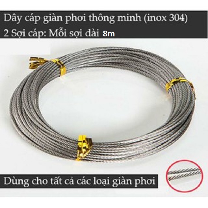 Cuộn cáp giàn phơi thông minh dài 8m lắp cho trần cao