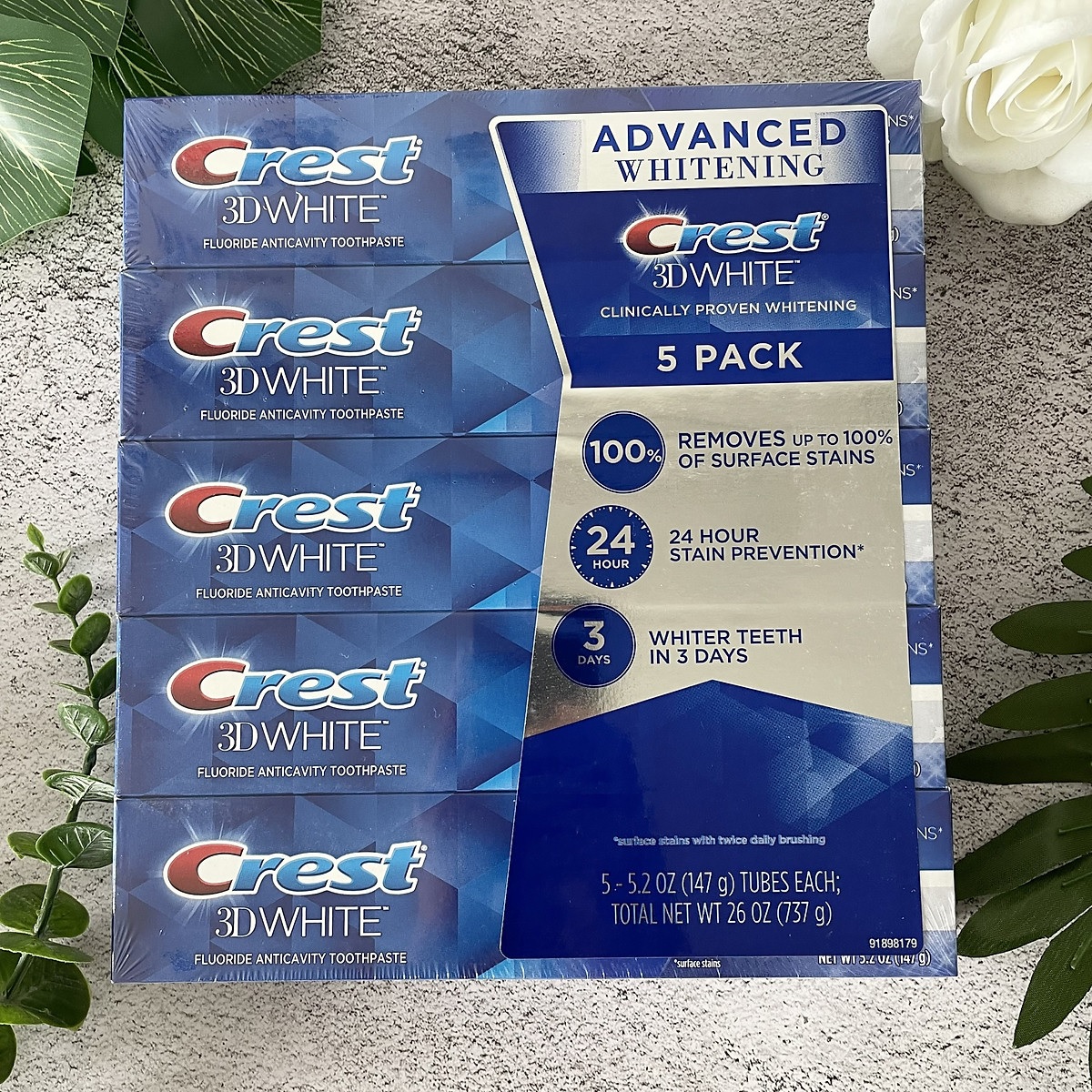 Kem Đánh Răng Giúp Làm Trắng Răng, Cho Răng Chắc Khỏe Crest 3D White Fluoride Anticavity Toothpaste 147g