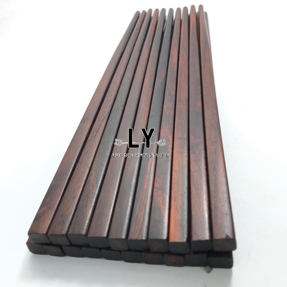 【Vĩ 10 Đôi】 Bộ Đũa Gỗ Sumo Màu Nâu Đen Dài 24cm