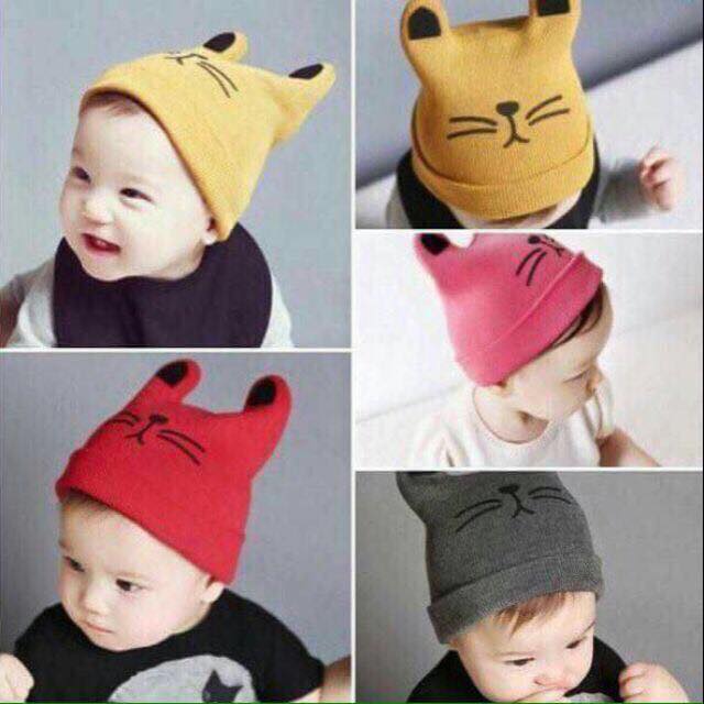 Mũ len mặt mèo cho bé từ 6m - 2 tuổi