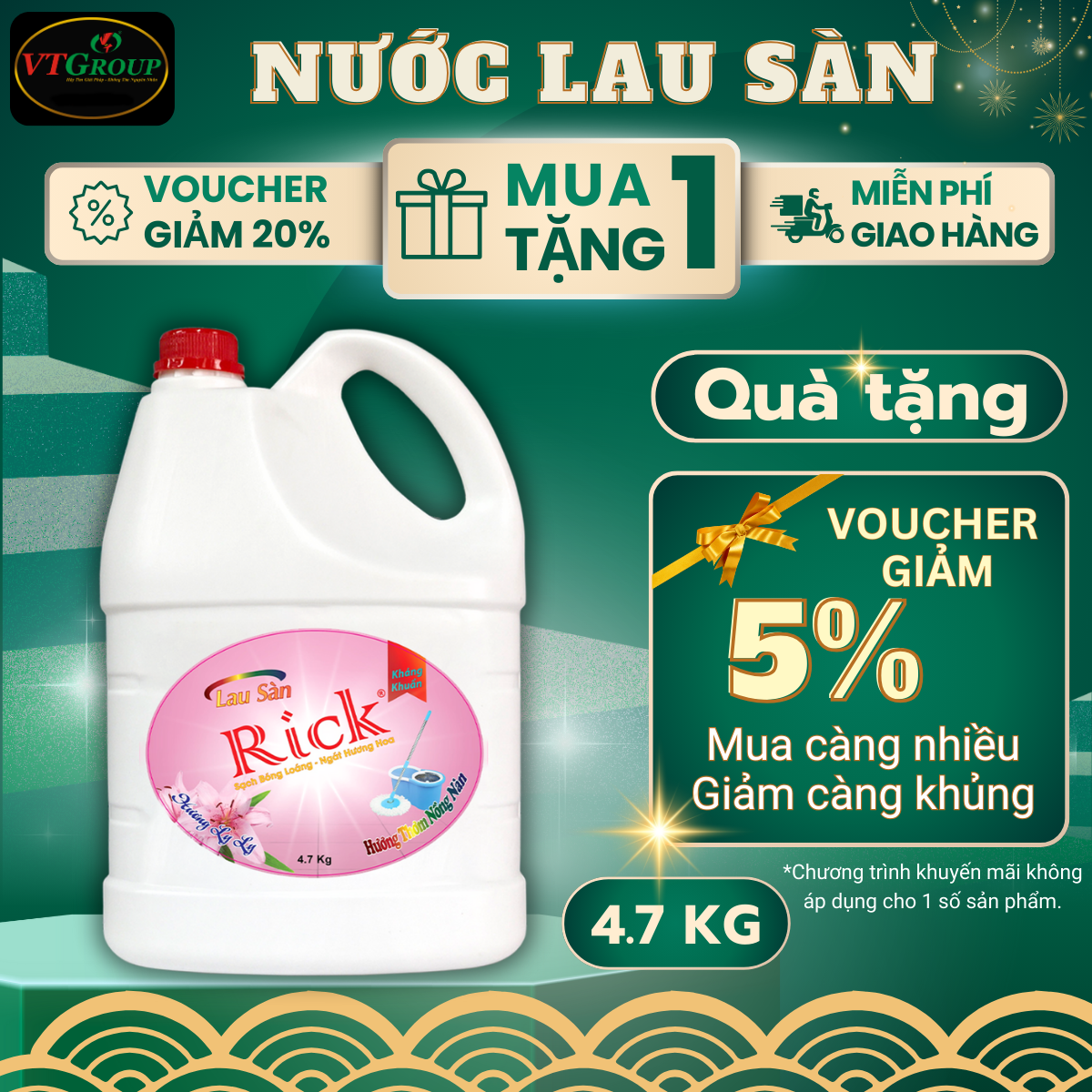 Nước lau sàn Rick 4.7kg