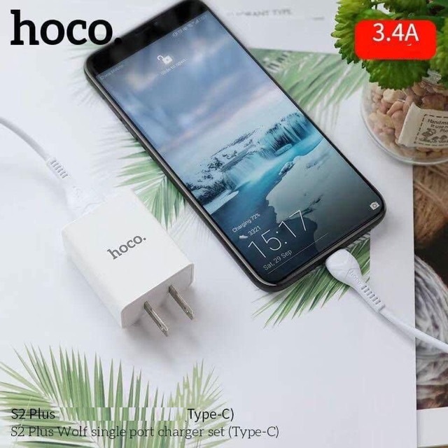 Combo Cốc sạc và Cáp sạc cổng Type-C Hoco S2 Plus output max 3.4A (Trắng) - Nhat Tin Authorised Store