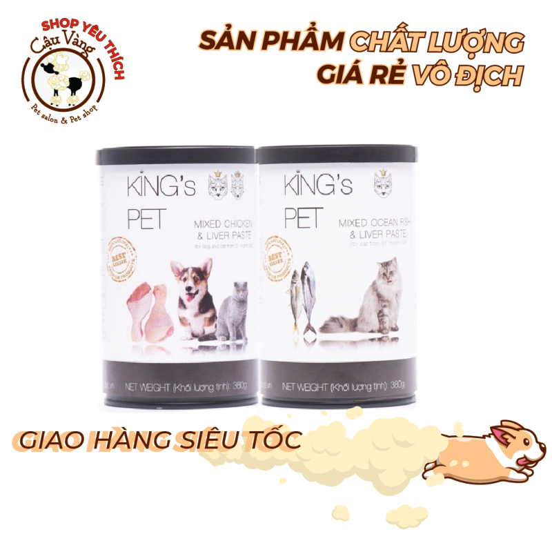 Pate Cá và Gà Hỗn Hợp Cho Chó Mèo King’s Pet lon 380g | Thức ăn chó mèo King Pet 380g