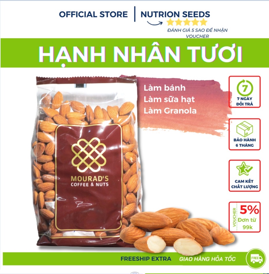 [HCM]Hạt hạnh nhân đã tách vỏ Úc Mourads 500 g