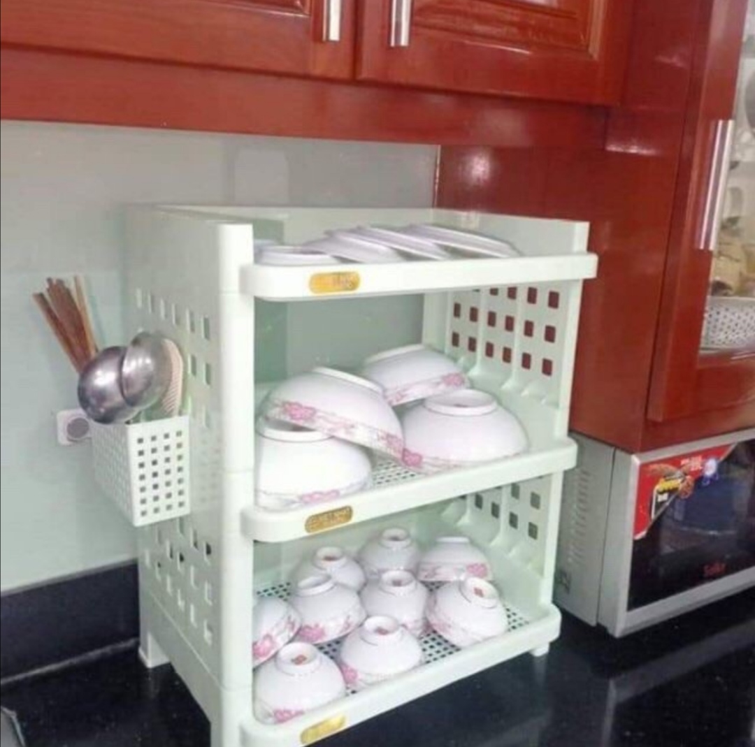 Kệ úp chén, bát 3 tầng nhựa Việt Nhật. Kích thước kệ: 48cm x 33cm x 59cm. Hàng cao cấp.