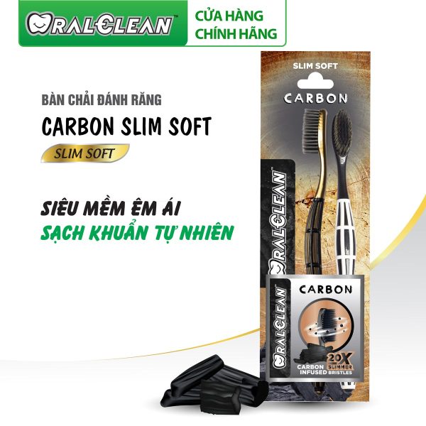Combo 2 bàn chải đánh răng OralClean Carbon lông mềm mỏng tặng kèm nắp đậy tiện lợi