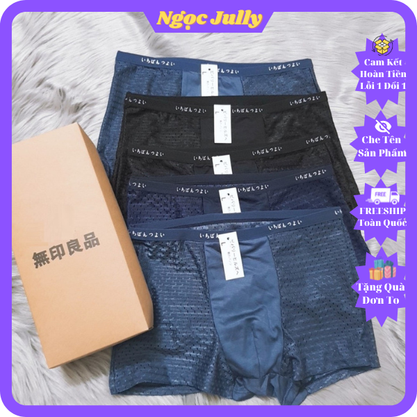 ( Ảnh Thật ) Hộp 5 Quần Sịp Đùi Nam Sịp Nam Quần Lót Nam Thông Hơi Hàng Xuất Nhật Thoáng Mát