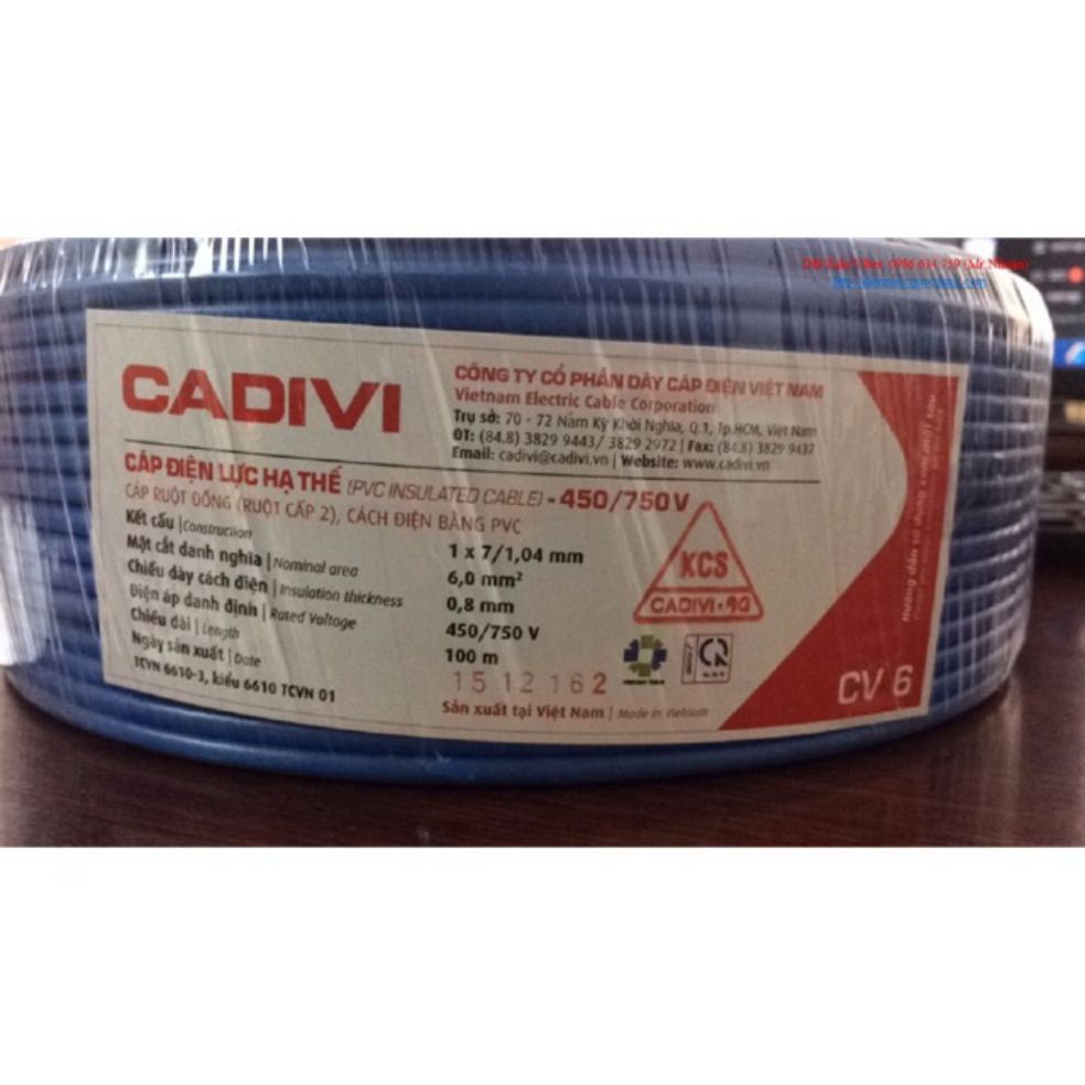 Dây cáp điên đơn CADIVI CV.6.0