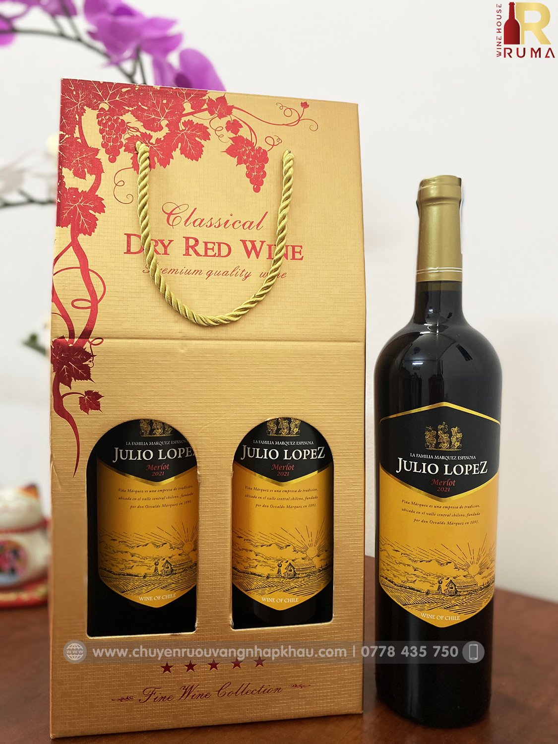 Set 2 chai vang Chile Julio Lopez nhập khẩu chính hãng - TG