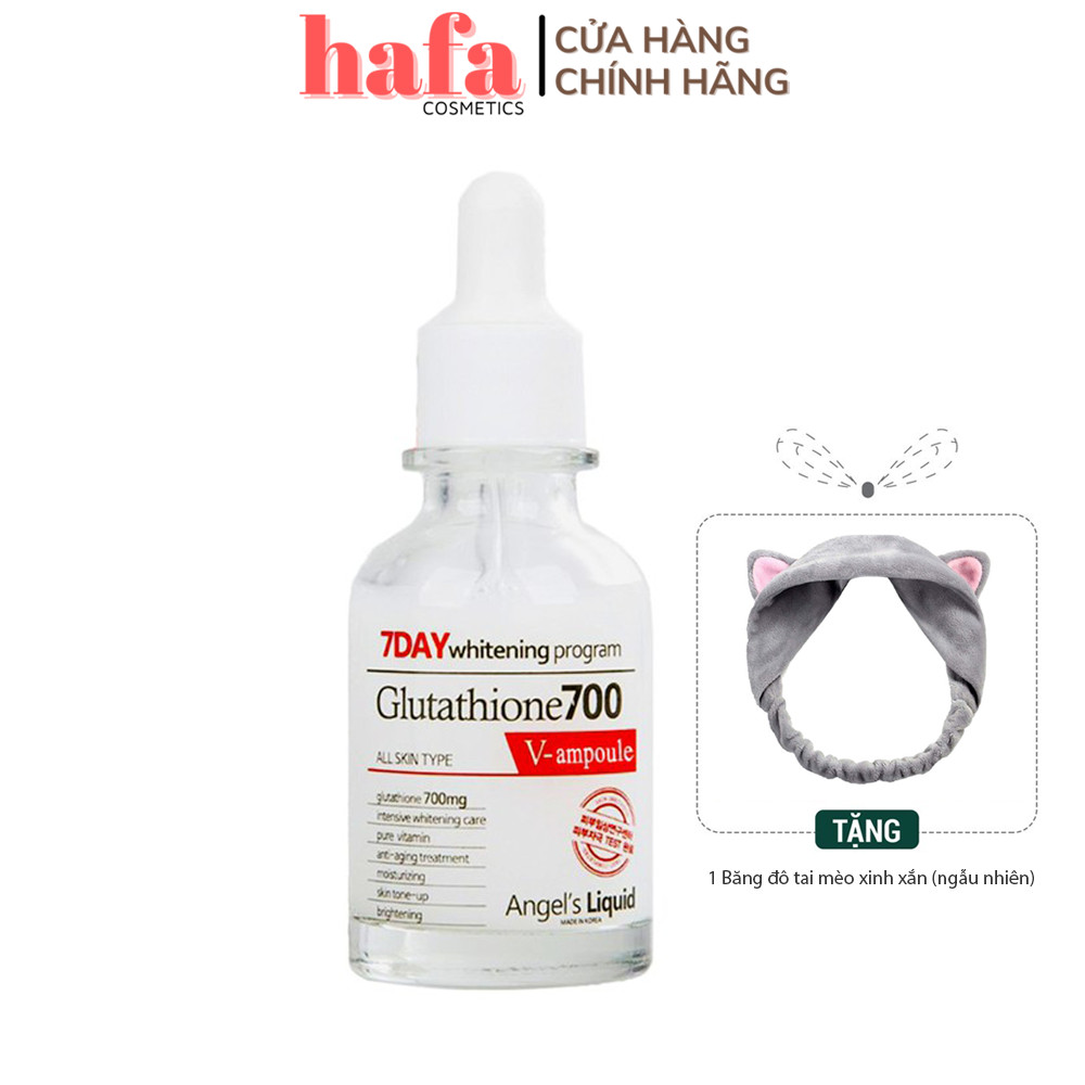 Huyết Thanh Dưỡng Sáng Da, Giảm Thâm Nám Angel’s Liquid 7day Whitening Program Glutathione 700 V-Ample 30ml + Tặng Băng Đô Tai Mèo