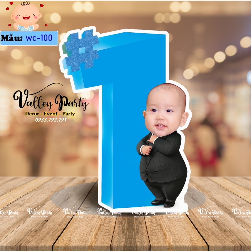 Cây số 1 ghép Chibi sinh nhật bé trai, bé gái