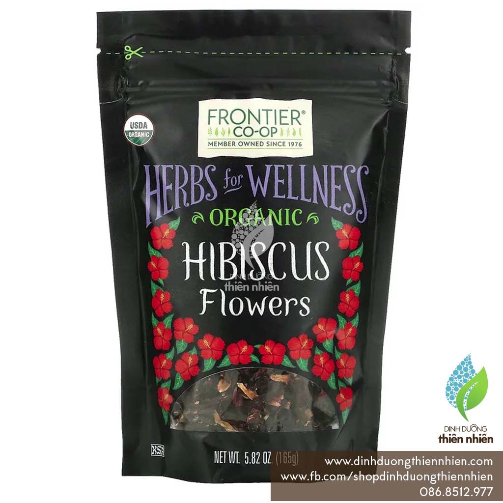 Trà Hoa Dâm Bụt Hữu Cơ Frontier Organic Hibiscus Flowers, 165g