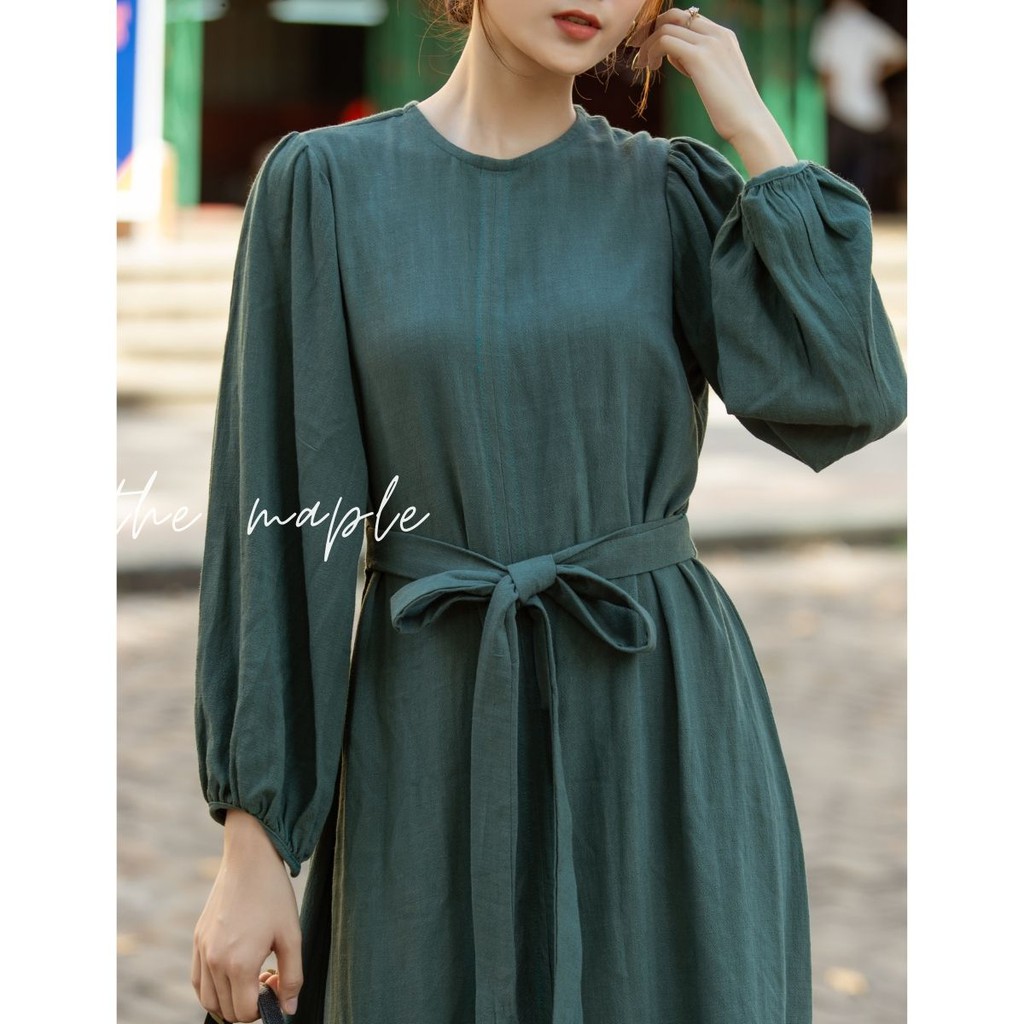 Đầm công sở Linen form dài cổ điển THE MAPLE size L