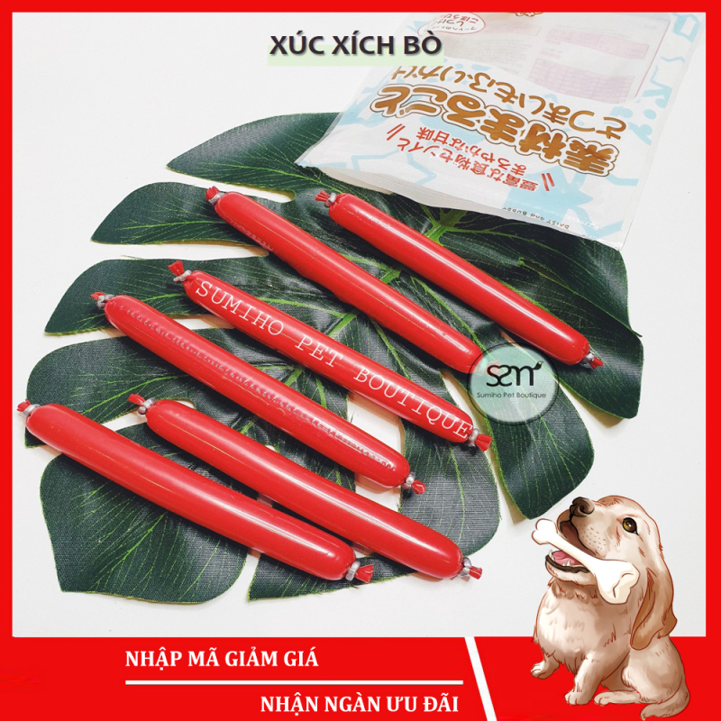 Xúc xích cho chó hương vị thịt bò Sumiho (Bịch 6 cây 100gr) Bánh thưởng cho chó mèo thú cưng