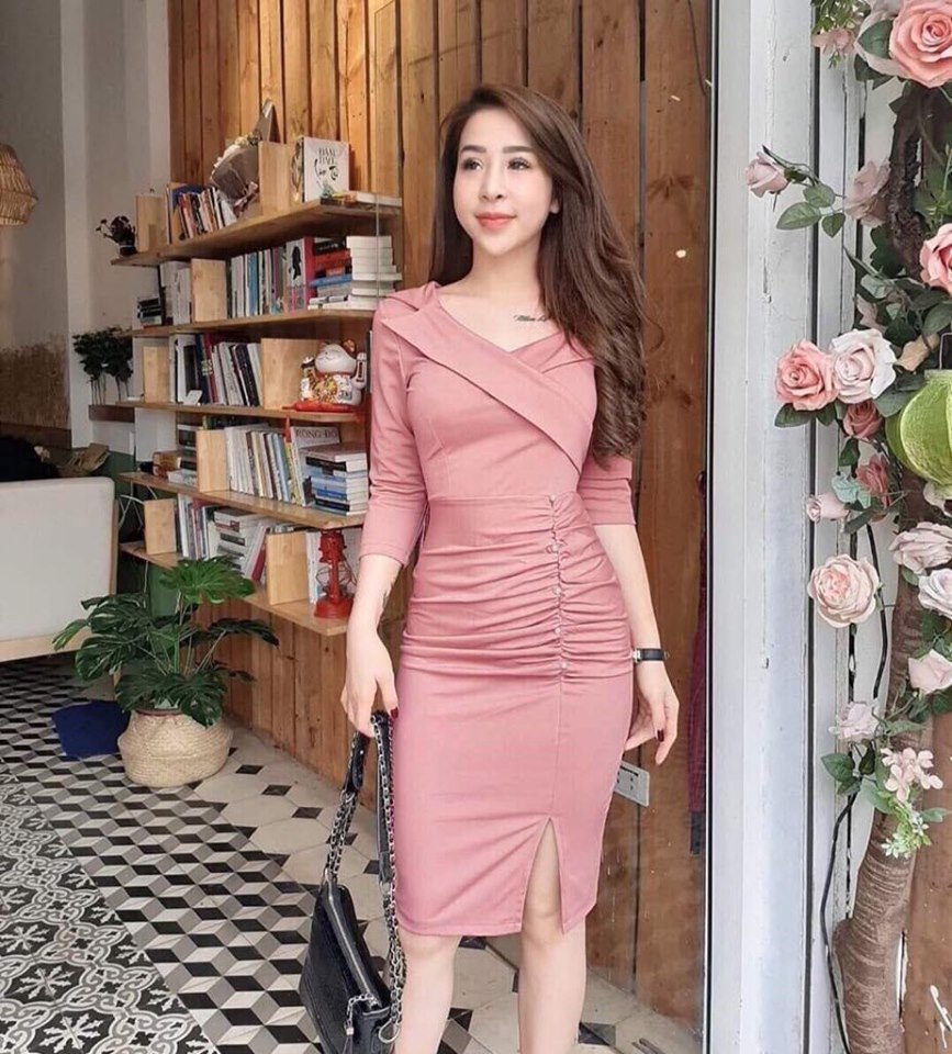 Đầm Nữ ( Váy Nữ ) Cổ Vest Có Mút Ngực Thời Trang Bambo