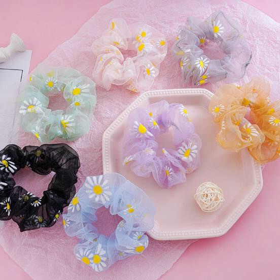 [HCM](HÀNG HOT) Cột (buộc) tóc scrunchies voan lưới cúc họa mi xinh xắn.
