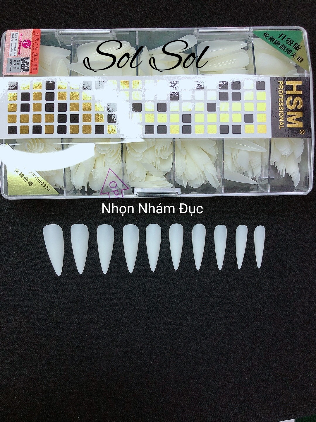 Móng úp lẻ size HSM (40 móng) - phom NHỌN NHÁM ĐỤC