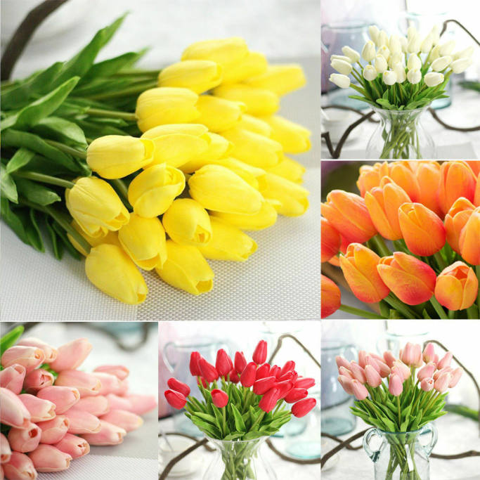 Nơi bán 10 Bông Hoa Tulip Nhân Tạo Hoa Giả Đơn Pu Cao Cấp Đồ Trang ...