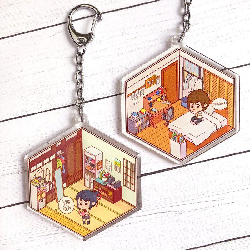 ( Mica trong ) Móc khóa Kimi no Na wa Tên cậu là gì? 2 mặt quà tặng xinh xắn dễ thương anime chibi