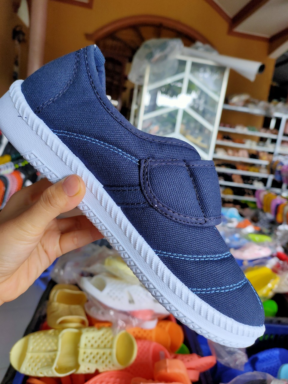 Giày Bata Asia xanh đen dán nam nữ