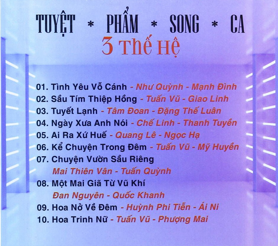 Bộ 4 đĩa cd Tuyệt Phẩm Song Ca 3 Thế Hệ (phôi đĩa nhật)