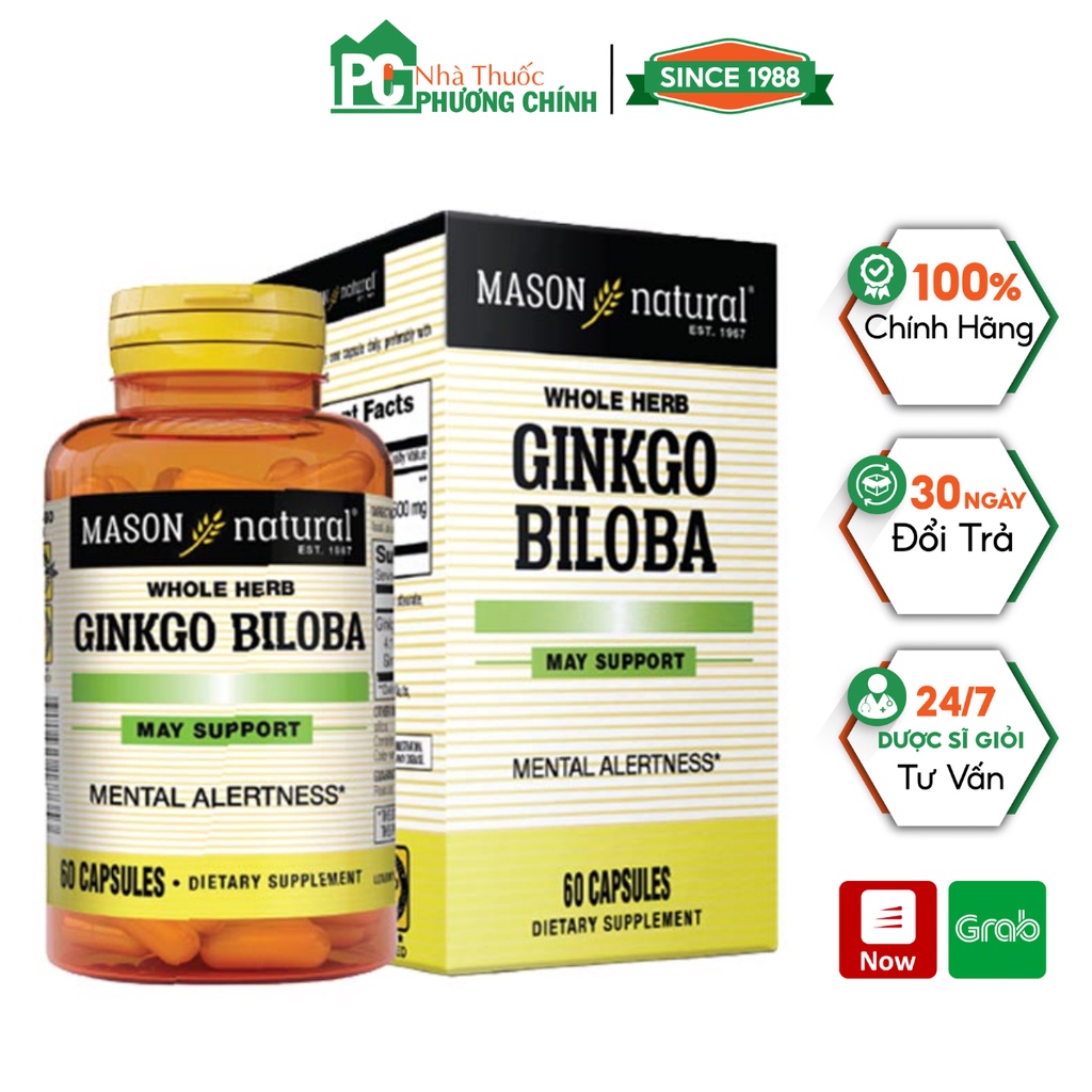 Viên Uống Bổ Não Mason Natural Ginkgo Biloba - Hỗ Trợ Giảm Đau Đầu