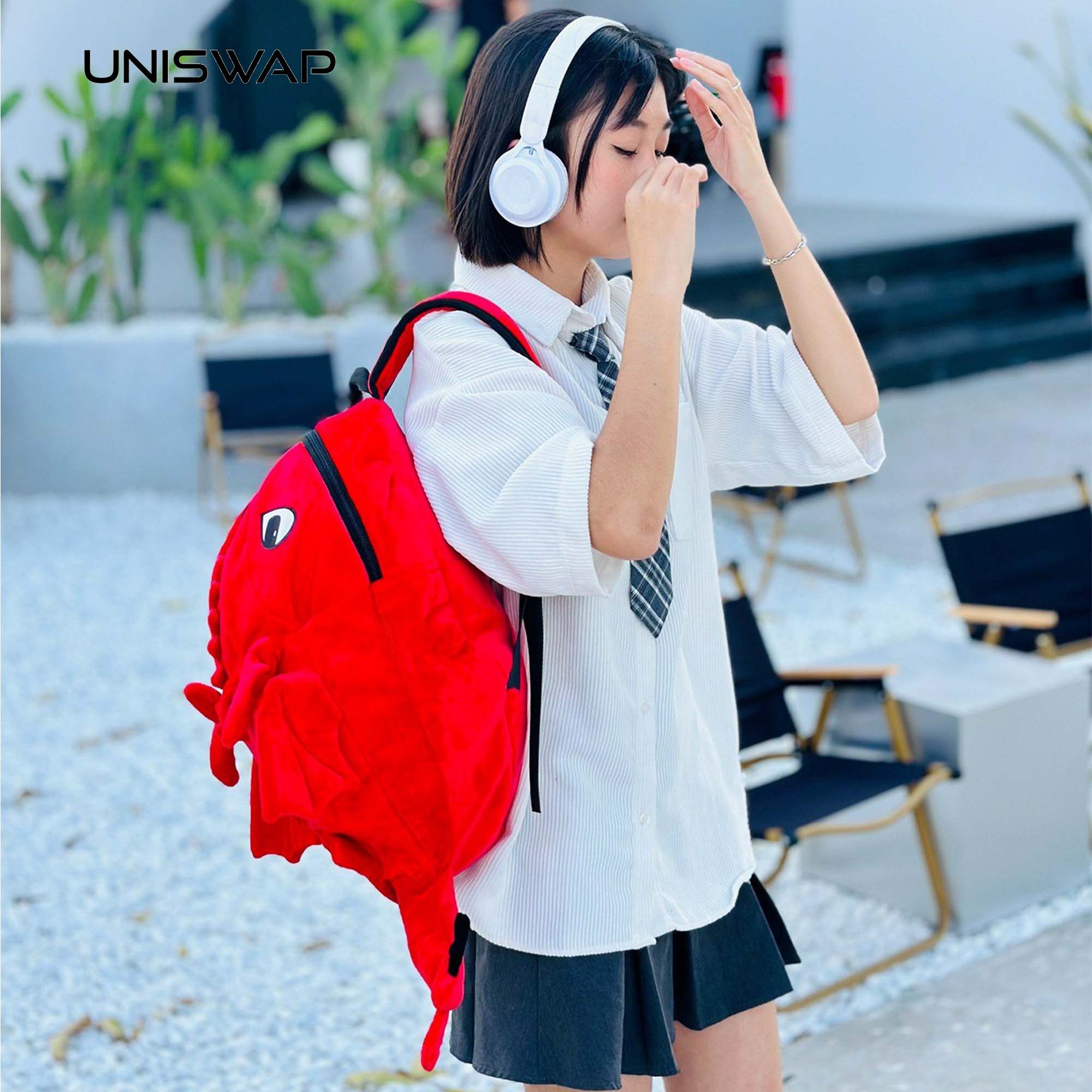 Balo rồng cute nhiều màu UNISWAP vải nhung mịn, đựng vừa đồ dùng, sách vở, đi học, du lịch, đi phượt