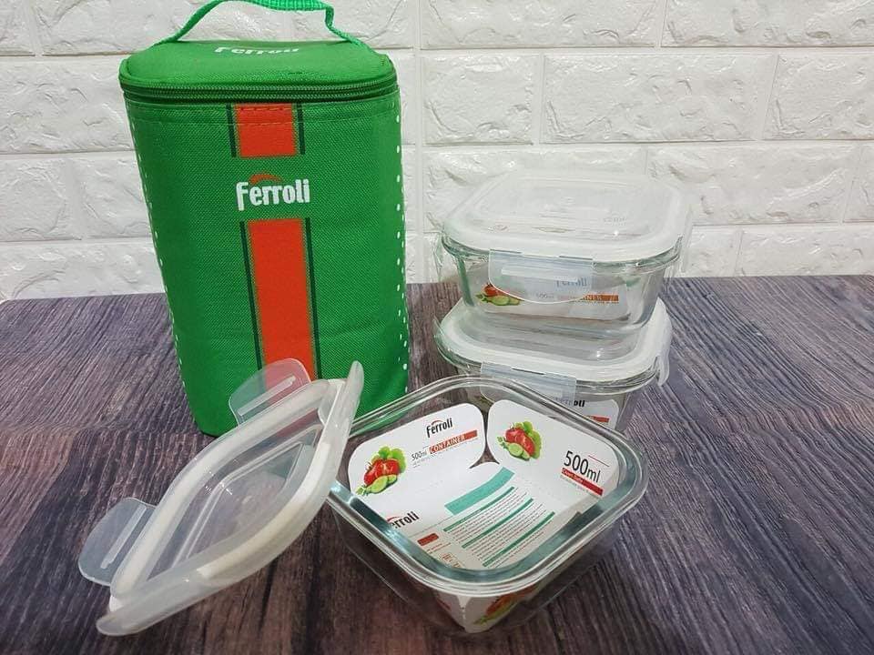 >> BÁO GIÁ BỘ 3 HỘP THỦY TINH CHỊU NHIỆT KOVA (400MLX2 650ML) KÈM TÚI GIỮ NHIỆT | Shopee Lazada Sendo Tiki mới nhất 146 Bộ 3 Hộp thủy tinh Ferroli, chịu nhiệt, kèm túi giữ nhiệt - Hộp Đựng Cơm Thủy Tinh- Túi Giữ Nhiệt