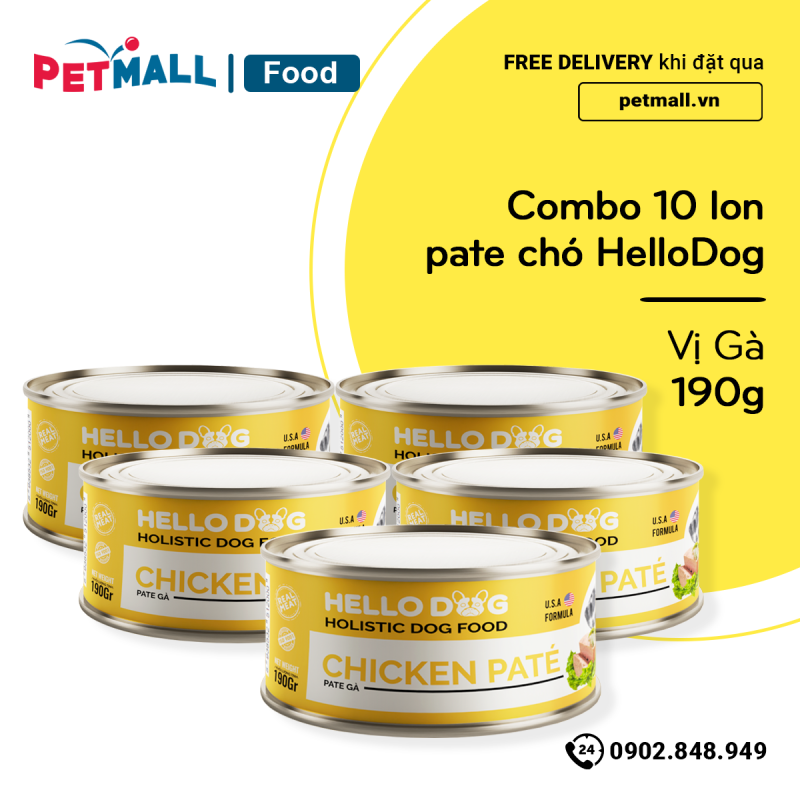 Combo 10 lon Pate chó HelloDog 190g - Vị Gà petmall
