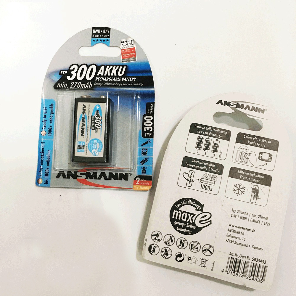 1 vỉ pin sạc 9V Ansmann 270mAh (1 vỉ 1 viên)