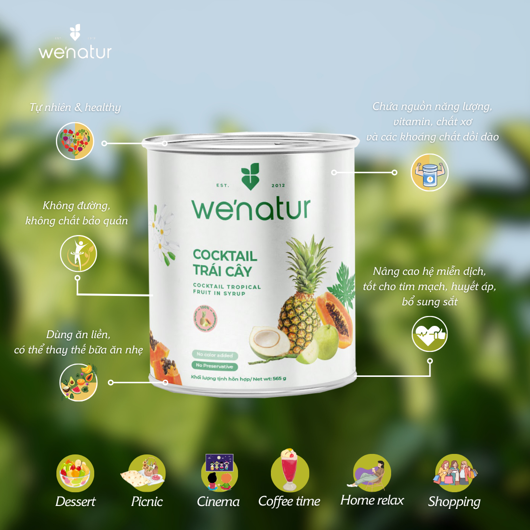 Combo 2 Cocktail Trái Cây Đóng Lon we'natur 565g
