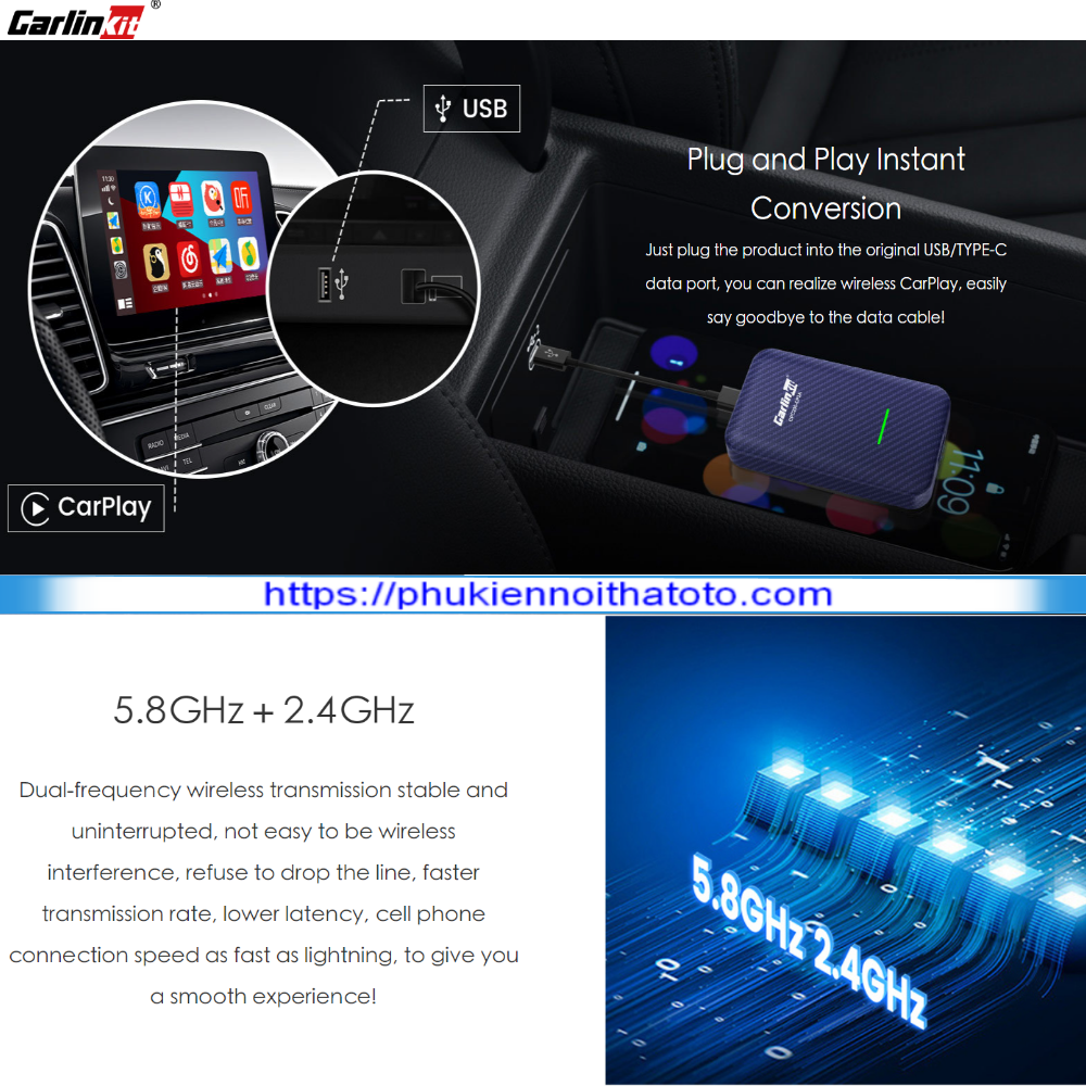 Carplay và Android Auto Không Dây CarlinKit 4.0 CP2A
