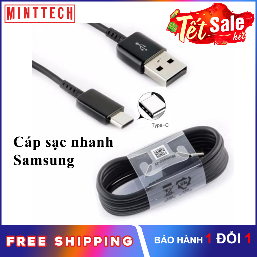 Combo 2 Dây cáp sạc nhanh S9 USB Type C MintTech MADEINVIETNAM. Cáp chuẩn cho Samsung Galaxy S9,Note9,điện thoại oppo, xiaomi, sony