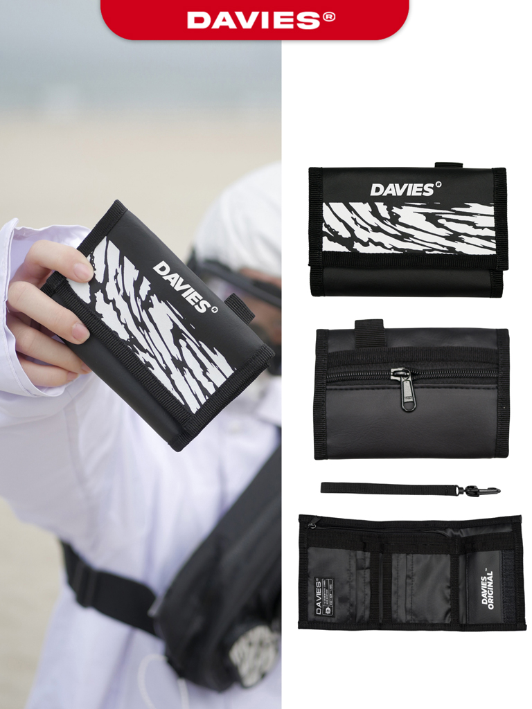Bóp ví nam nữ cầm tay ngắn da nhiều ngăn - Ví màu đen Weapon local brand Davies