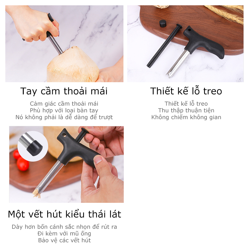 Dụng Cụ Khui Dừa Lấy Nước Bằng Tay, dụng cụ đục lỗ trái dừa siêu nhanh tiện lợi