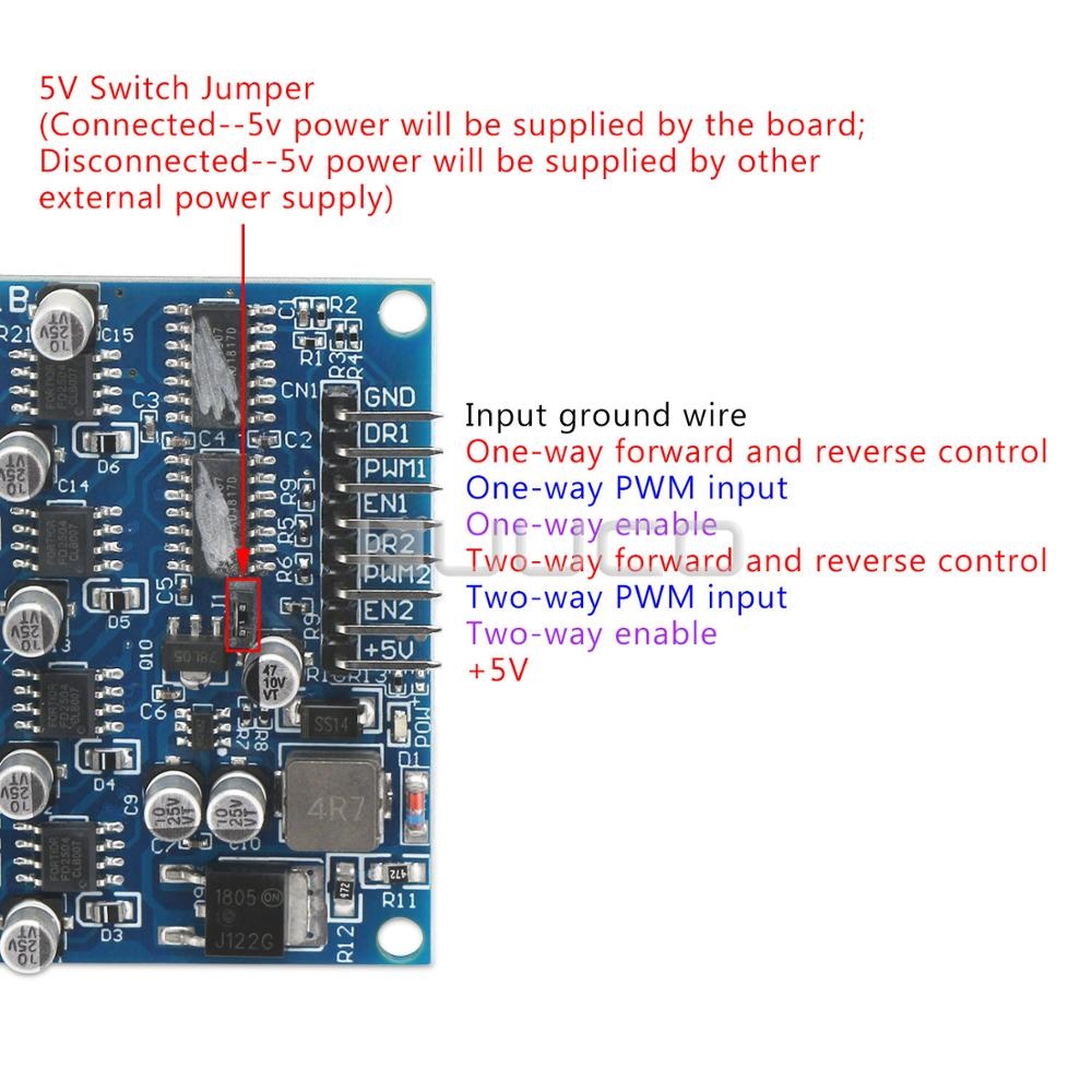 16A Power Supply Module Dual way motor drive module forward / reverse PWM Motor Controller H Bridge Control Board For Arduino