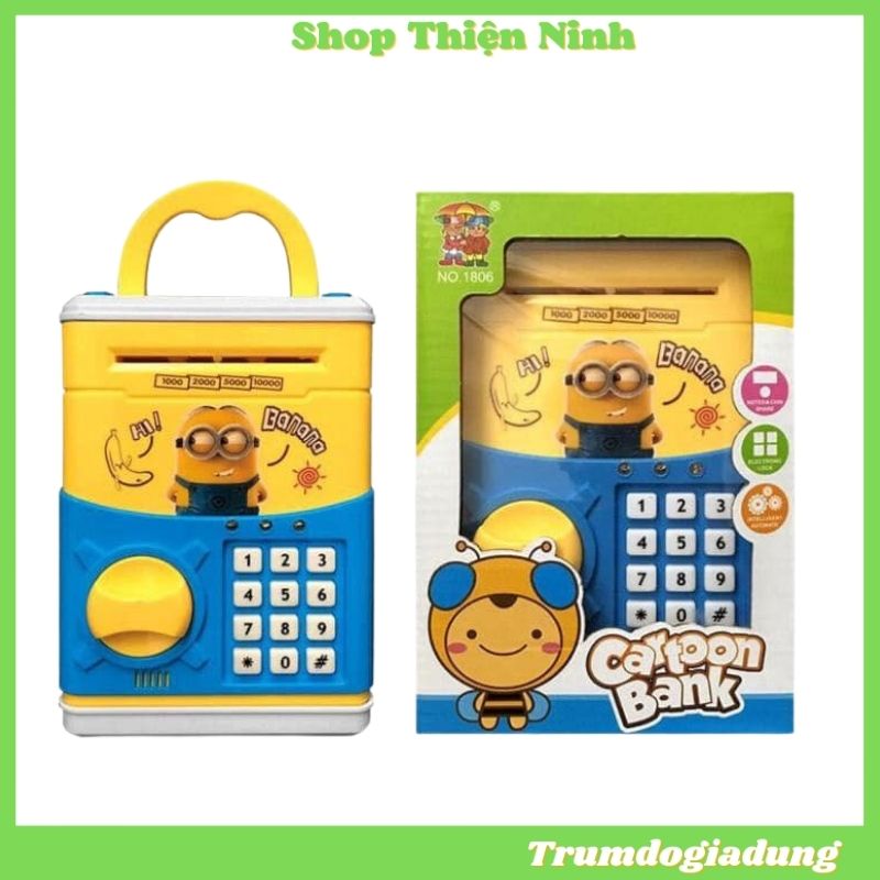 Safe Box mini smart open by password for baby, ống piggy đựng save for baby love cartoon characters, ket sat mini