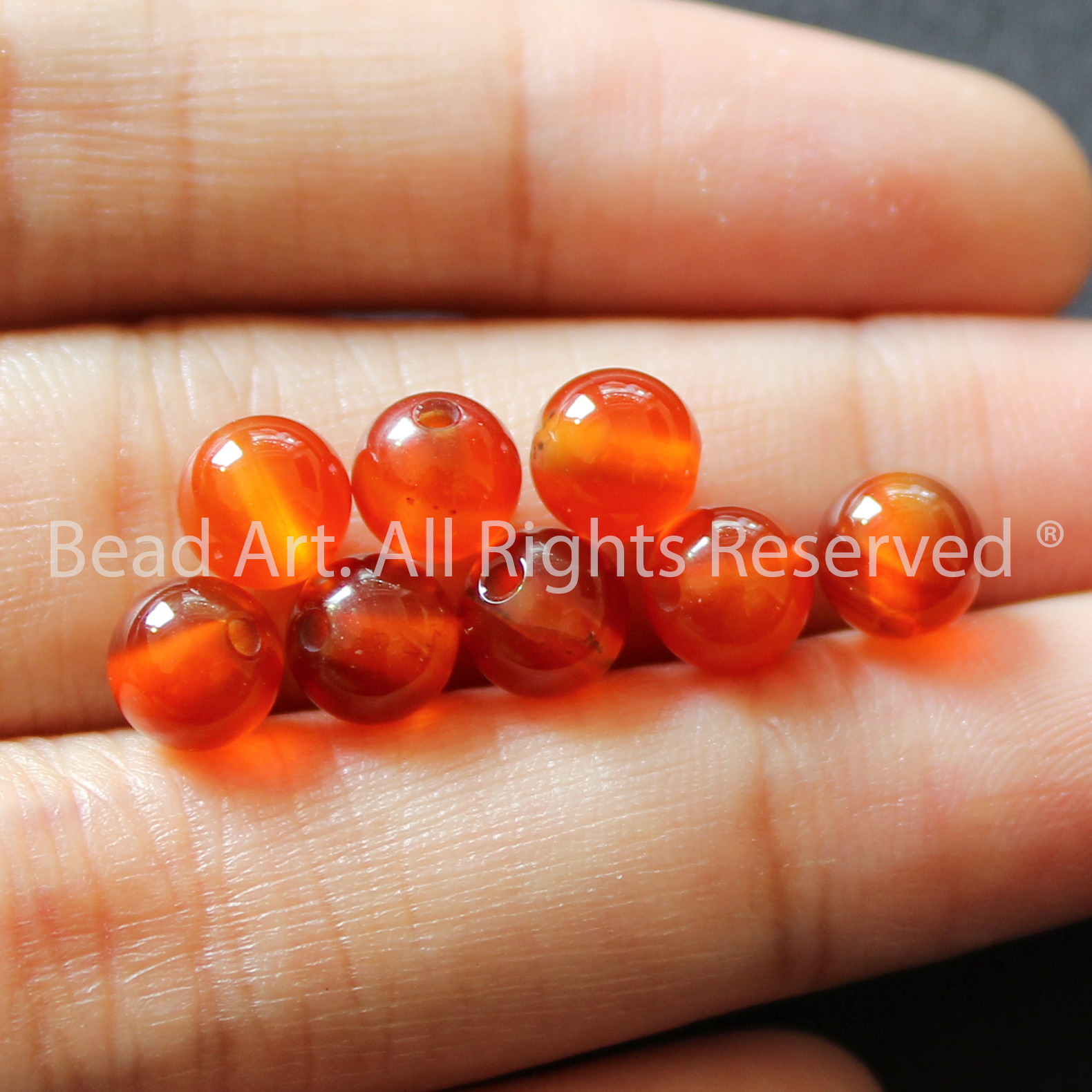 6mm đá mã não đỏ cam, đá phối vòng tay phong thuỷ, chuỗi hạt, trang sức, mệnh hoả, thổ - bead art