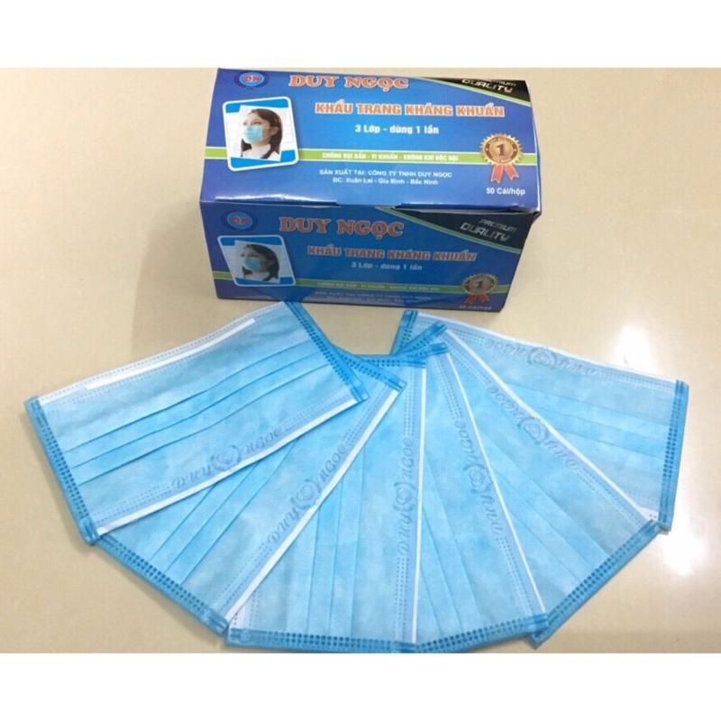 01 hộp khẩu trang y tế 3 lớp kháng khuẩn DUY NGỌC (50pcs/hộp) cao cấp