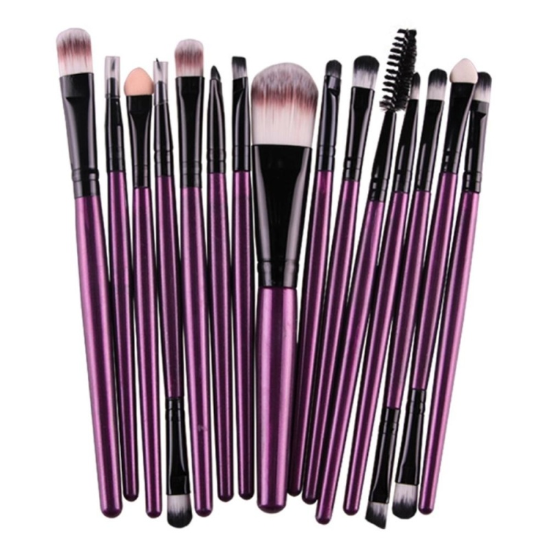 15pcs Makeup Brushes Tool (Purple Black) - intl nhập khẩu