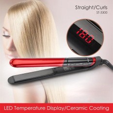 2 In1 Straightener & Curler Care Styling Tools Ceramic Wave Hair Roller 100-230℃ Red - intl