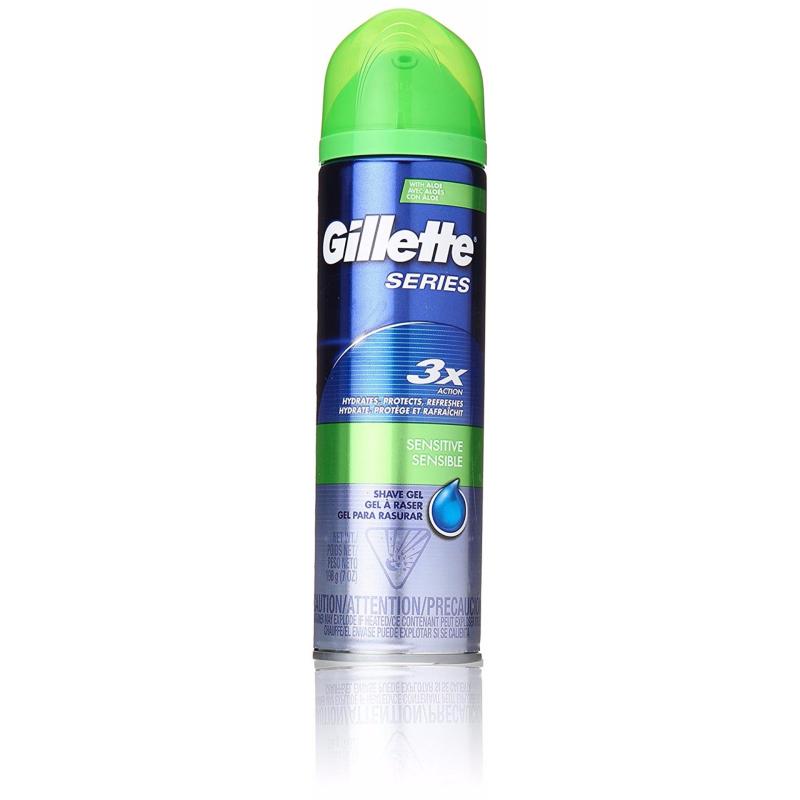 Bình Xịt Gel Cạo Râu Cho Da Nhạy Cảm Gillette Series 3x Action Sensitive Shave Gel 198g (Mỹ)