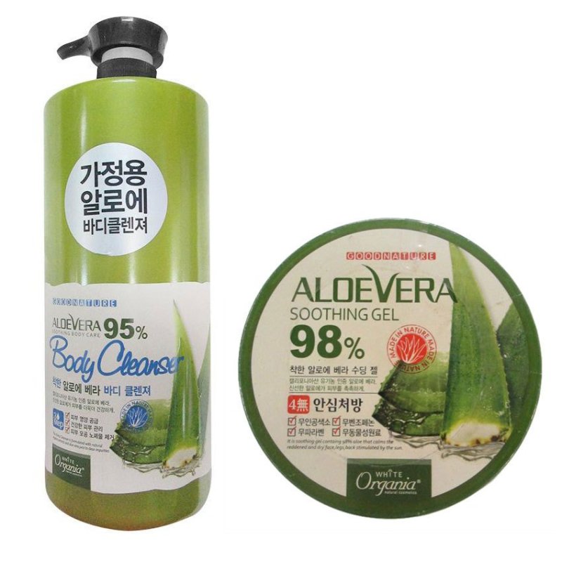 Bộ 1 Sữa tắm dưỡng da + 1 Gel dưỡng thể ORGANIA White Good Nature Aloe Vera