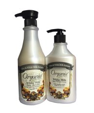 Bộ 2 Sữa tắm ORGANIA White Milk Body Cleanser 750g+ Organia White Milk Body Essence Lotion 400g